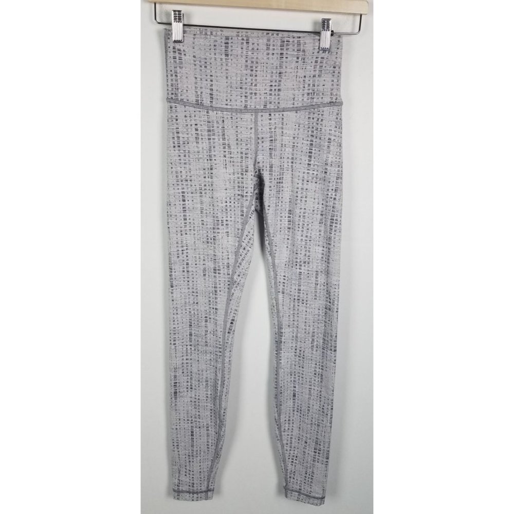 Lululemon Sz. 4 Wunder Under High-Rise Tight 28" Grey Action Jacqaurd Leggings